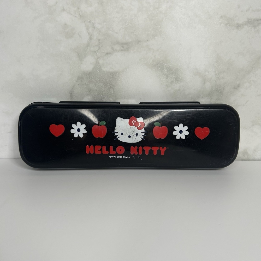 Sanrio Hello Kitty Pencil Case Black Red 2008 Collectible